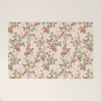 Vintage wild strawberries on cottage pink gingham pattern Welcome Mat Gallery Image 1