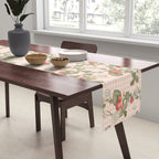 Vintage wild strawberries on cottage pink gingham pattern Table Runner Gallery Image 2