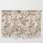 Vintage wild strawberries on cottage pink gingham pattern Wall Hanging Gallery Image 1