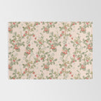 Vintage wild strawberries on cottage pink gingham pattern Rug Gallery Image 2