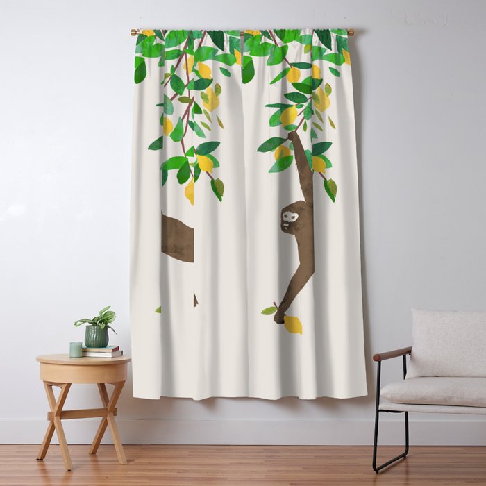 Monkey on lemon tree Window Curtain Gallery Image 5