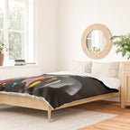 The Girl With Stars In Her Eyes (On Black) Duvet Cover Gallery Image 2