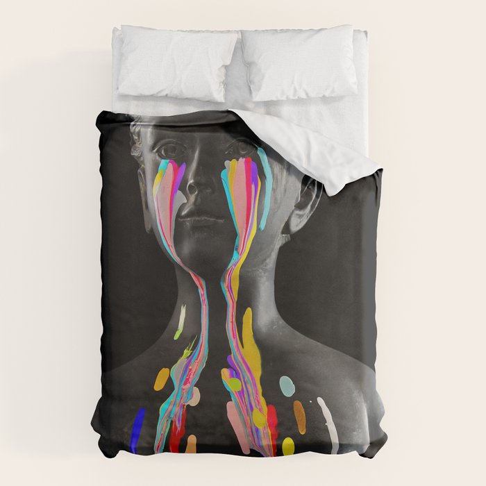The Girl With Stars In Her Eyes (On Black) Duvet Cover Gallery Image 6