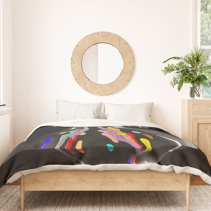 The Girl With Stars In Her Eyes (On Black) Duvet Cover Gallery Image 3