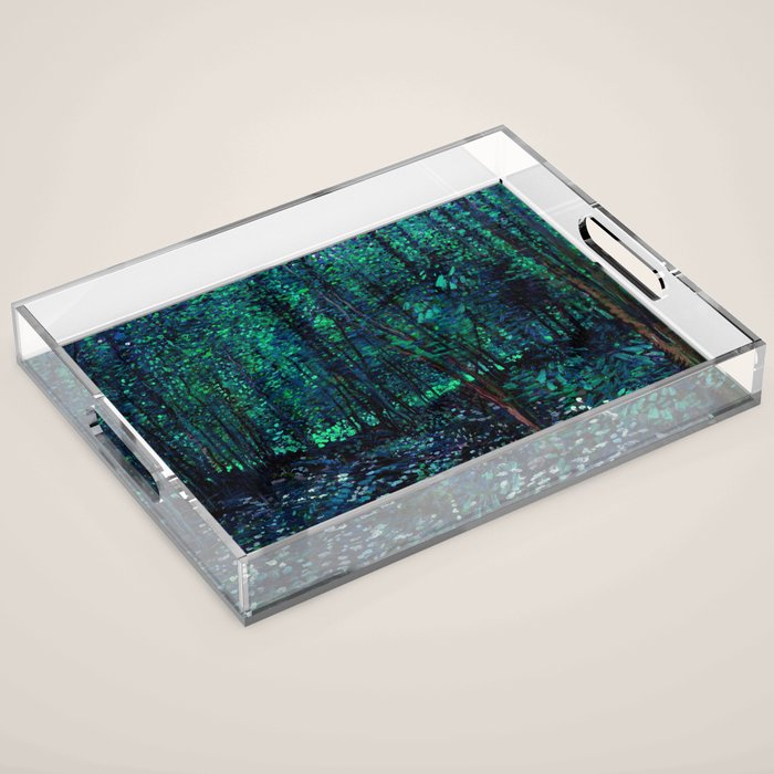 Vincent Van Gogh Trees & Underwood Teal Green Acrylic Tray Gallery Image 1