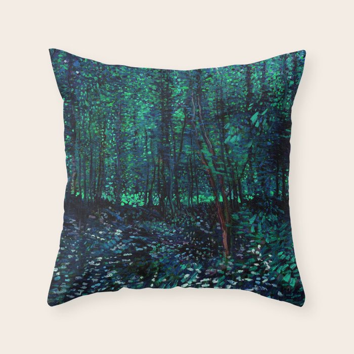 Vincent Van Gogh Trees & Underwood Teal Green Throw Pillow Gallery Image 6