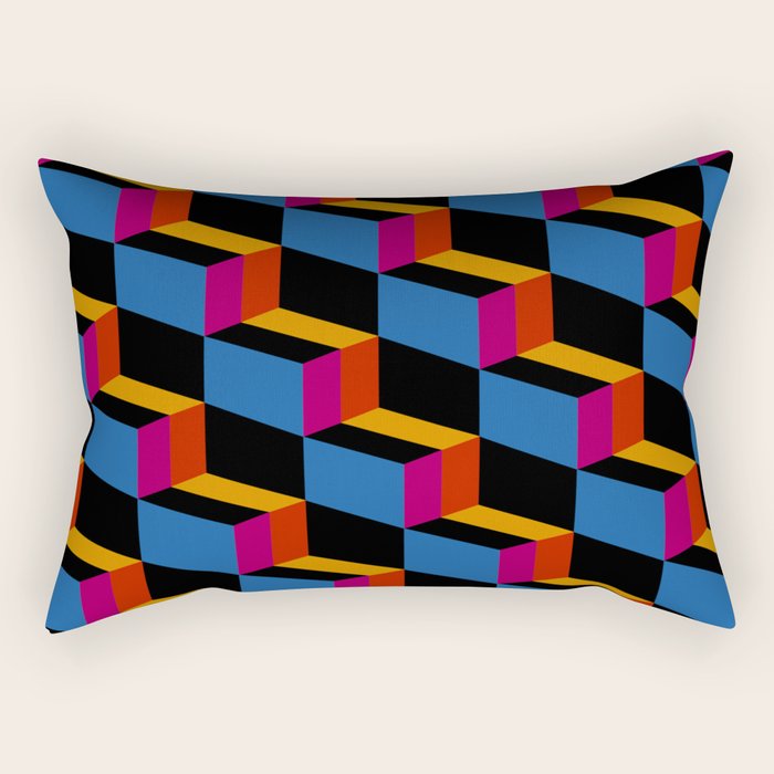 Cuboid Geometric Abstract Shapes Pattern XXII Rectangular Pillow Gallery Image 2
