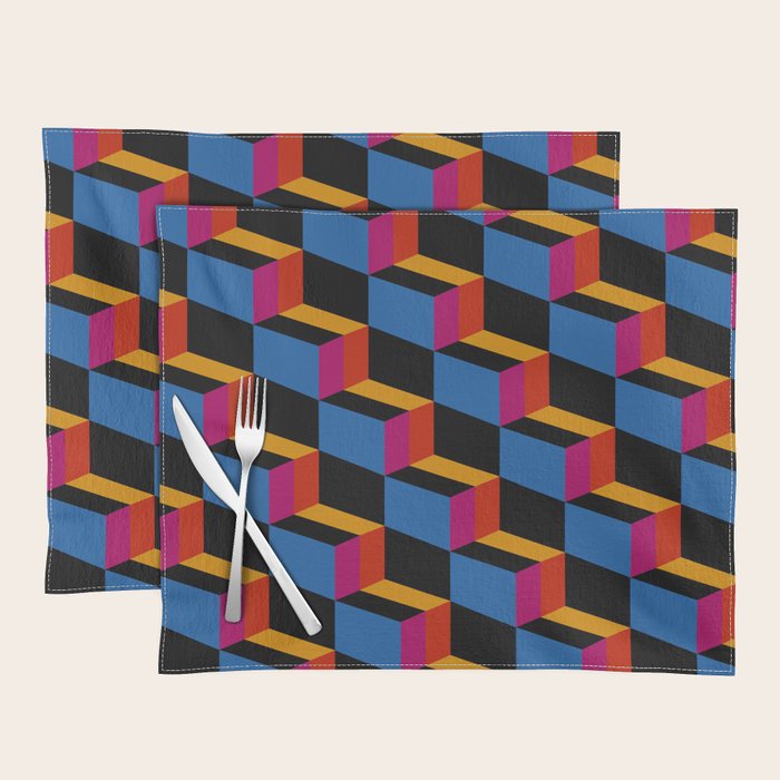 Cuboid Geometric Abstract Shapes Pattern XXII Placemat Gallery Image 1