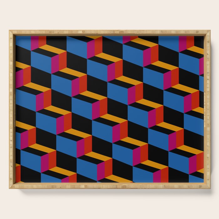Cuboid Geometric Abstract Shapes Pattern XXII Serving Tray Gallery Image 1