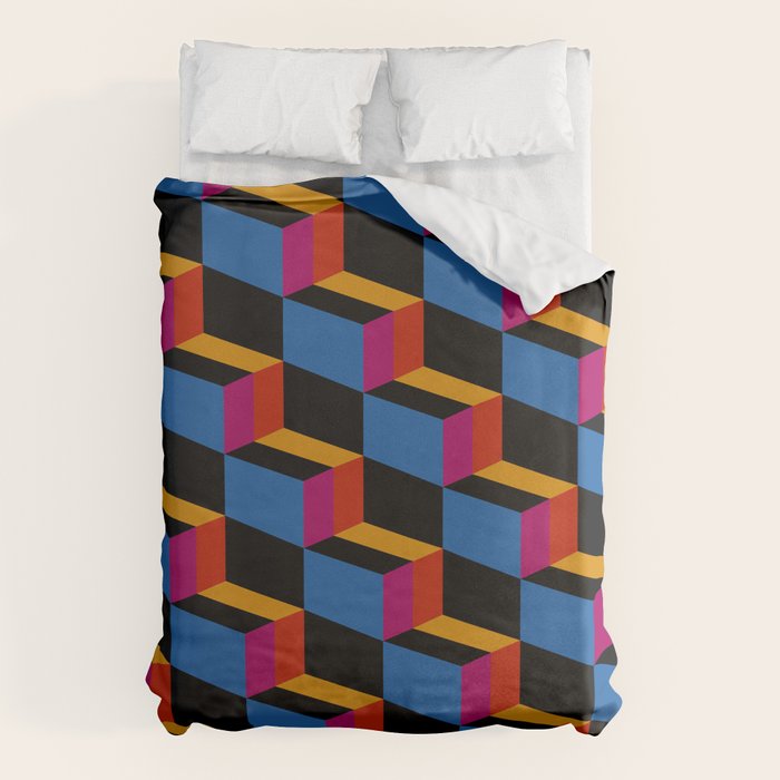 Cuboid Geometric Abstract Shapes Pattern XXII Duvet Cover Gallery Image 1