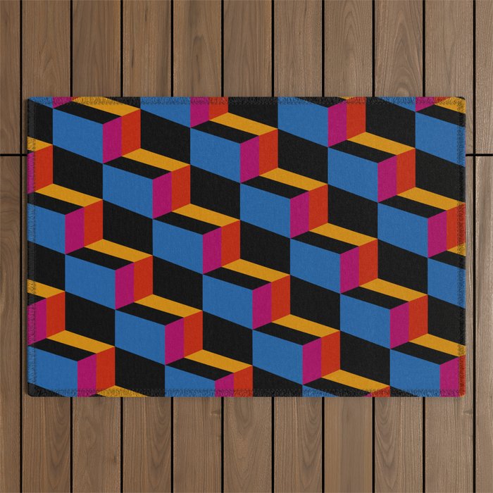 Cuboid Geometric Abstract Shapes Pattern XXII Outdoor Rug Gallery Image 1