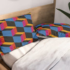 Cuboid Geometric Abstract Shapes Pattern XXII Pillow Sham Gallery Image 2