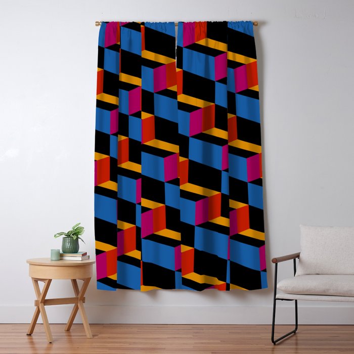 Cuboid Geometric Abstract Shapes Pattern XXII Window Curtain Gallery Image 5