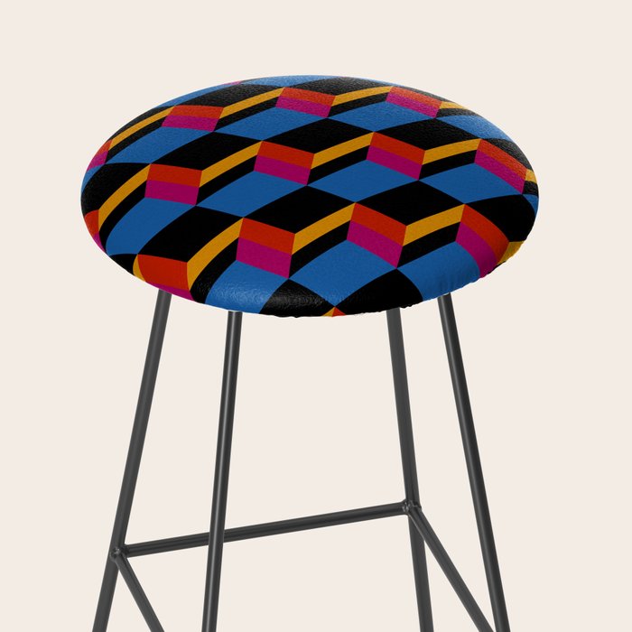 Cuboid Geometric Abstract Shapes Pattern XXII Stool Gallery Image 2