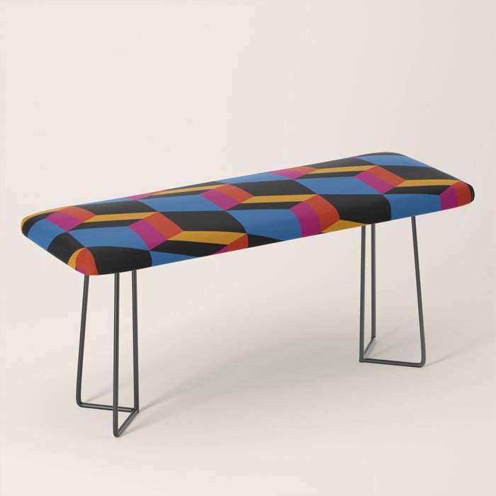 Cuboid Geometric Abstract Shapes Pattern XXII Bench Gallery Image 1
