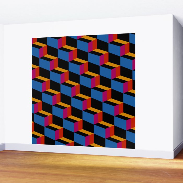 Cuboid Geometric Abstract Shapes Pattern XXII Wall Mural Gallery Image 2