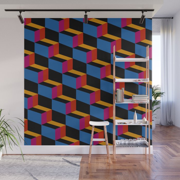Cuboid Geometric Abstract Shapes Pattern XXII Wall Mural Gallery Image 1