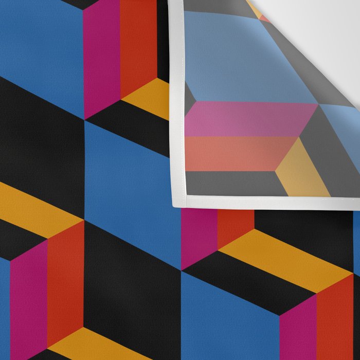 Cuboid Geometric Abstract Shapes Pattern XXII Wall Tapestry Gallery Image 3