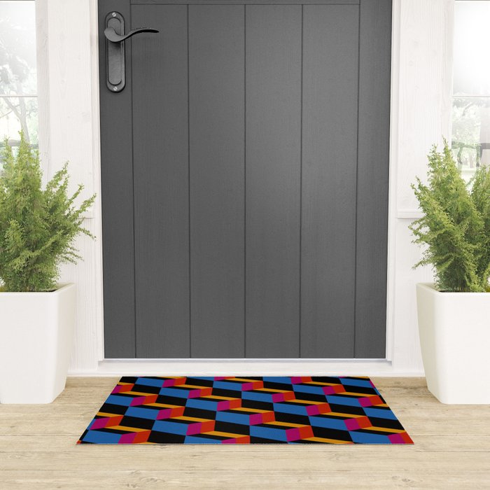 Cuboid Geometric Abstract Shapes Pattern XXII Welcome Mat Gallery Image 3