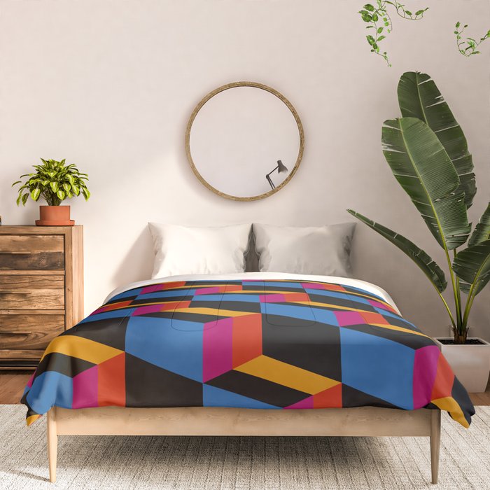 Cuboid Geometric Abstract Shapes Pattern XXII Comforter Gallery Image 3