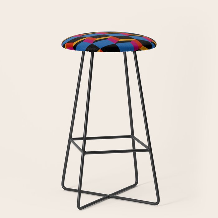 Cuboid Geometric Abstract Shapes Pattern XXII Stool Gallery Image 1
