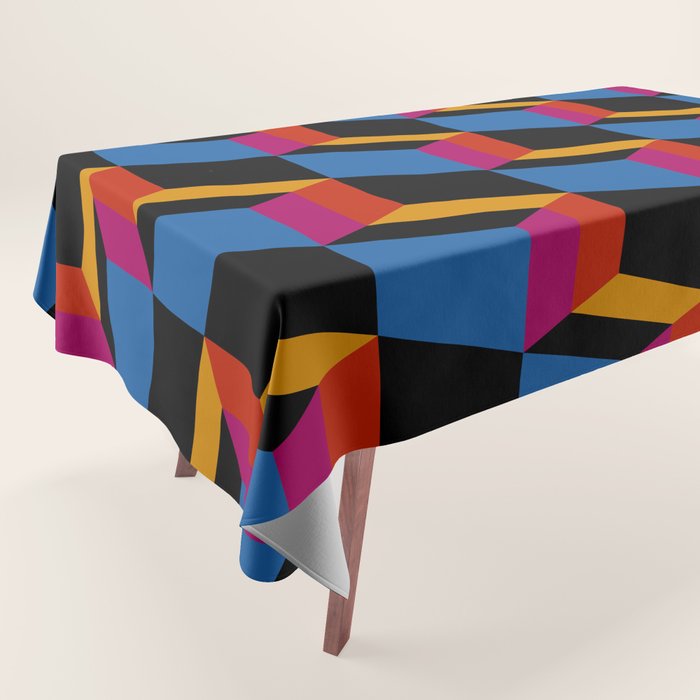 Cuboid Geometric Abstract Shapes Pattern XXII Tablecloth Gallery Image 1