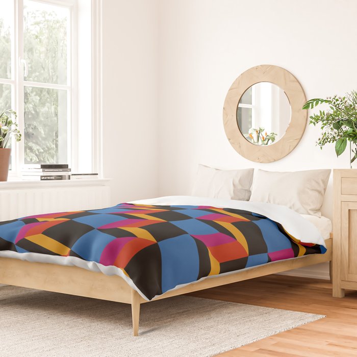 Cuboid Geometric Abstract Shapes Pattern XXII Duvet Cover Gallery Image 2