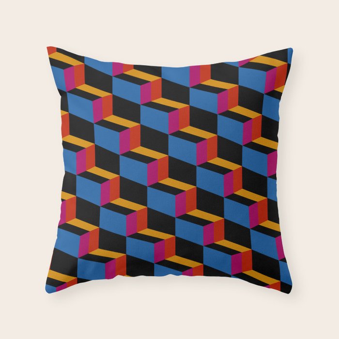 Cuboid Geometric Abstract Shapes Pattern XXII Throw Pillow Gallery Image 6