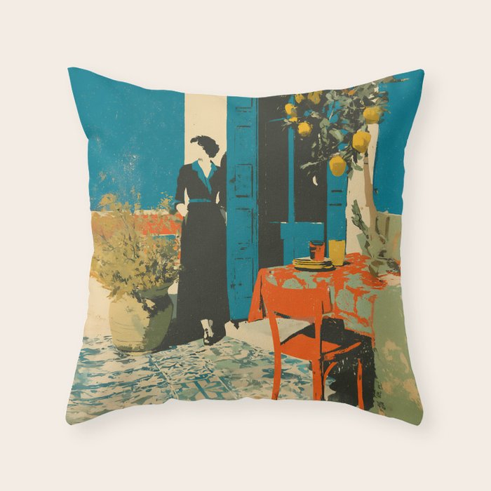 Cozy Morning on the Terrace Throw Pillow Gallery Image 6