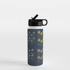 Cross Stitch Floral Navy Water Bottle Gallery Image 1