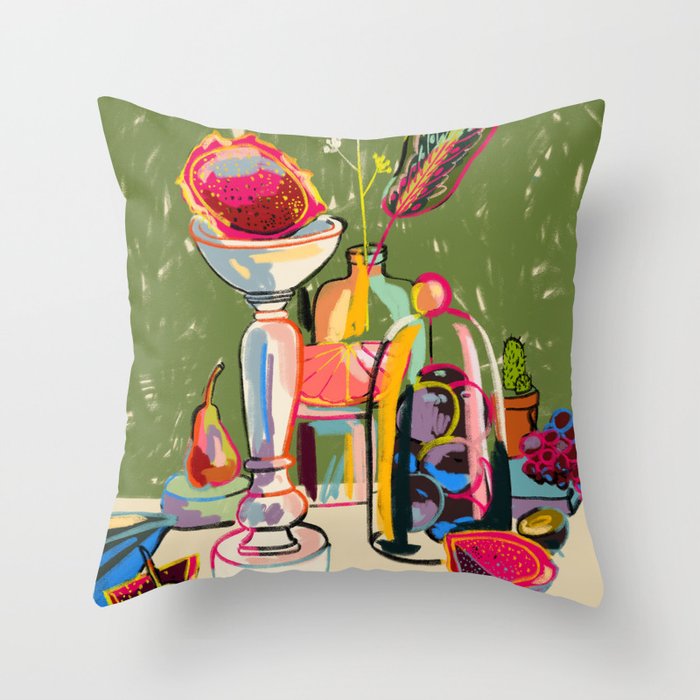 STILL LIFE WITH DRAGON FRUIT Throw Pillow Gallery Image 1