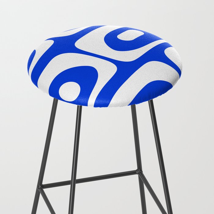 Mid Century Modern Royal Blue Piquet Bold Minimal Abstract Stool Gallery Image 2