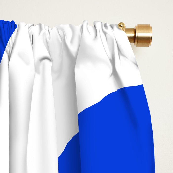 Mid Century Modern Royal Blue Piquet Bold Minimal Abstract Window Curtain Gallery Image 2