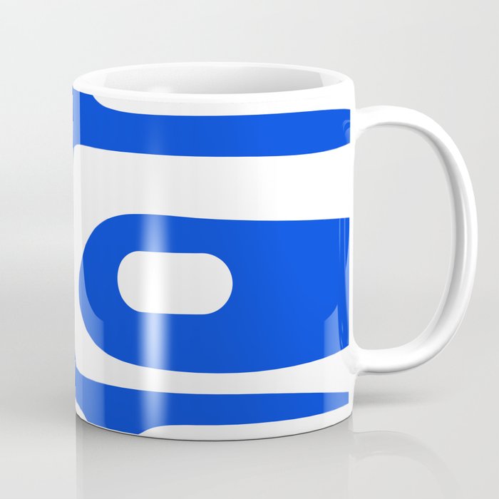 Mid Century Modern Royal Blue Piquet Bold Minimal Abstract Coffee Mug Gallery Image 1