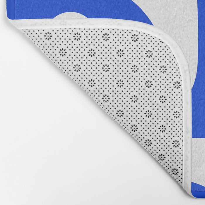 Mid Century Modern Royal Blue Piquet Bold Minimal Abstract Bath Mat Gallery Image 2