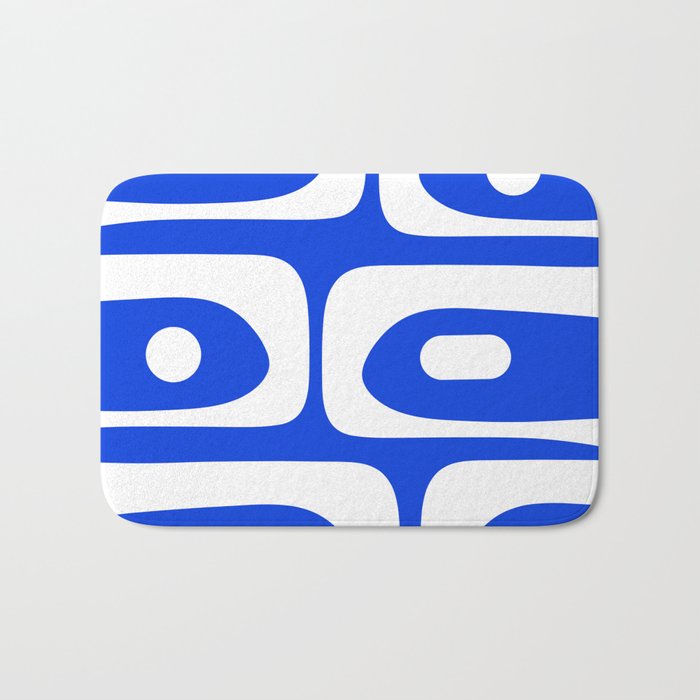 Mid Century Modern Royal Blue Piquet Bold Minimal Abstract Bath Mat Gallery Image 1