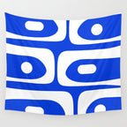 Mid Century Modern Royal Blue Piquet Bold Minimal Abstract Wall Tapestry Gallery Image 4