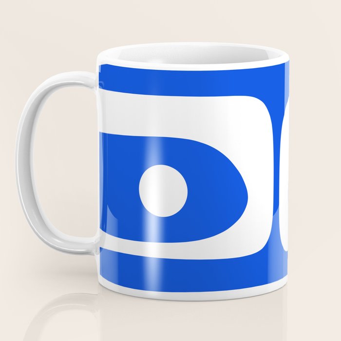 Mid Century Modern Royal Blue Piquet Bold Minimal Abstract Coffee Mug Gallery Image 3