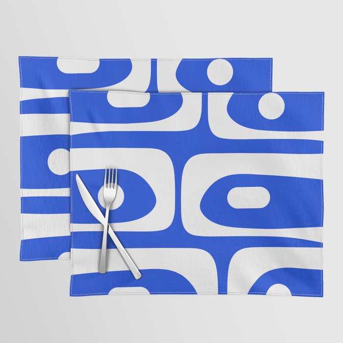 Mid Century Modern Royal Blue Piquet Bold Minimal Abstract Placemat Gallery Image 1