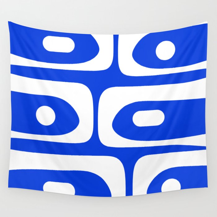 Mid Century Modern Royal Blue Piquet Bold Minimal Abstract Wall Tapestry Gallery Image 1