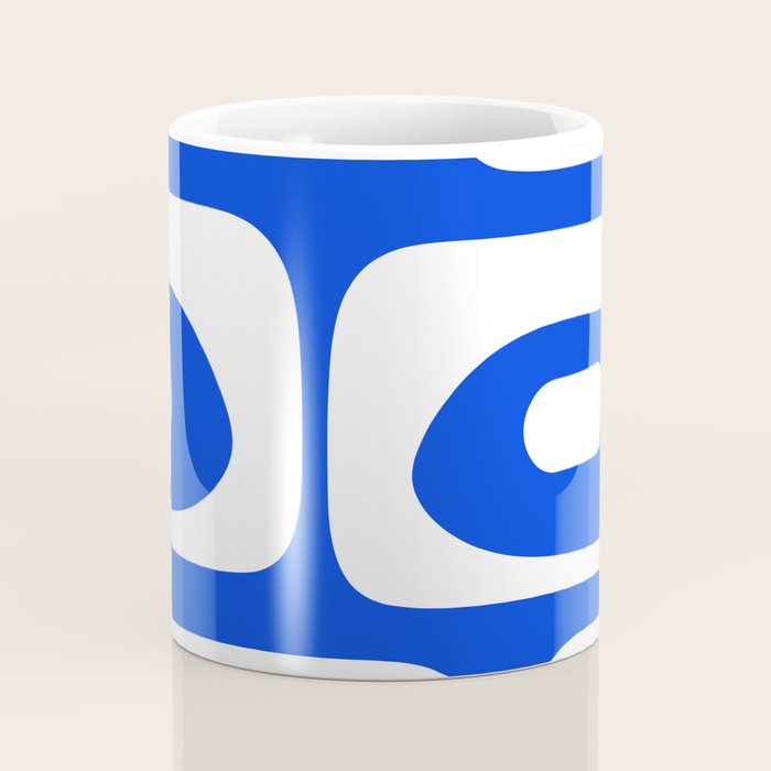 Mid Century Modern Royal Blue Piquet Bold Minimal Abstract Coffee Mug Gallery Image 4