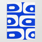 Mid Century Modern Royal Blue Piquet Bold Minimal Abstract Poster Gallery Image 4