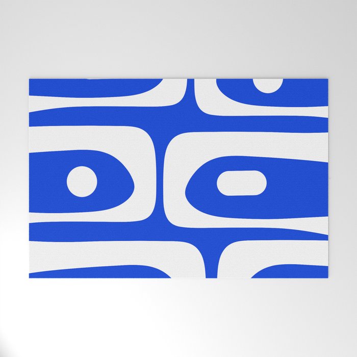 Mid Century Modern Royal Blue Piquet Bold Minimal Abstract Welcome Mat Gallery Image 1
