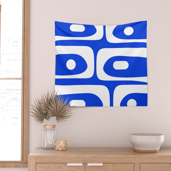 Mid Century Modern Royal Blue Piquet Bold Minimal Abstract Wall Tapestry Gallery Image 2