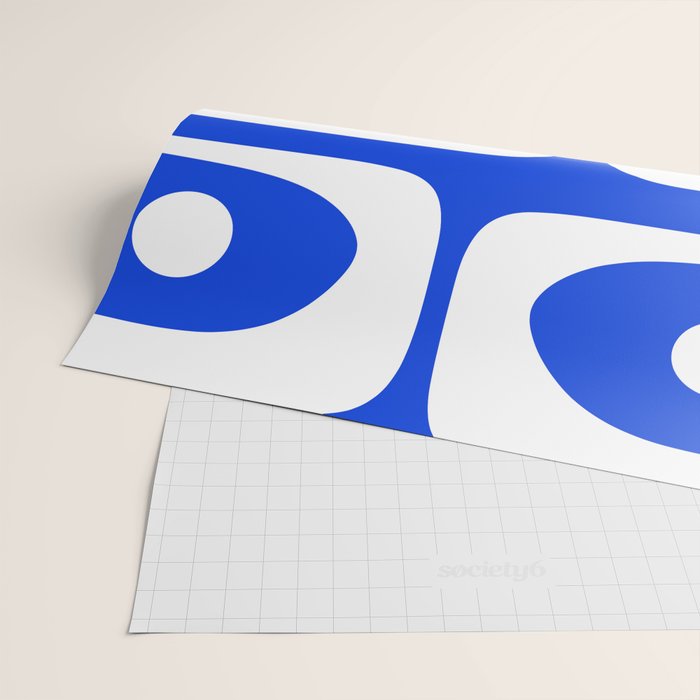 Mid Century Modern Royal Blue Piquet Bold Minimal Abstract Wrapping Paper Gallery Image 2