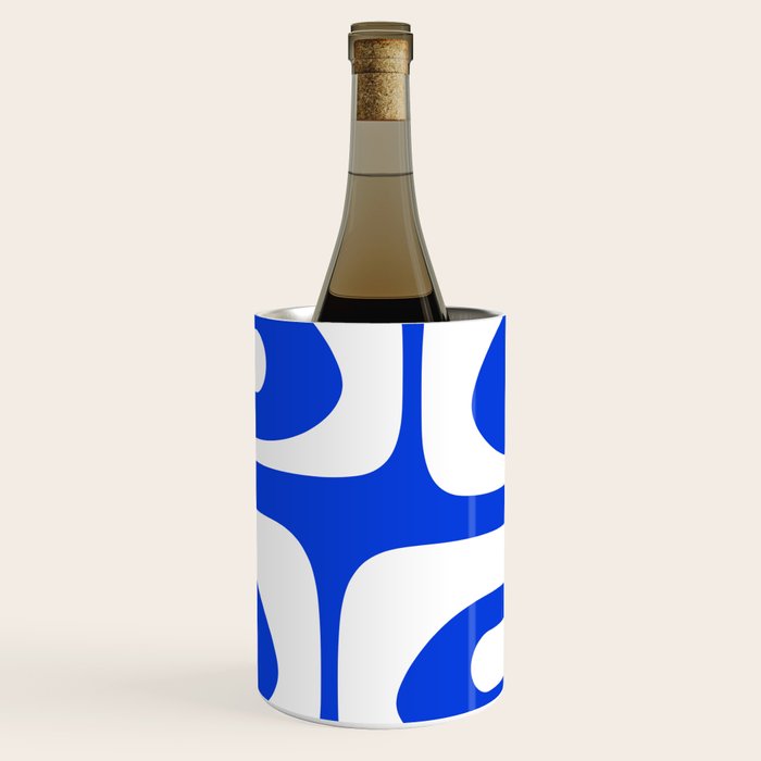 Mid Century Modern Royal Blue Piquet Bold Minimal Abstract Wine Chiller Gallery Image 1