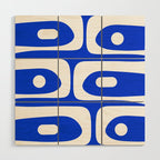 Mid Century Modern Royal Blue Piquet Bold Minimal Abstract Wood Wall Art Gallery Image 1