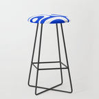 Mid Century Modern Royal Blue Piquet Bold Minimal Abstract Stool Gallery Image 1