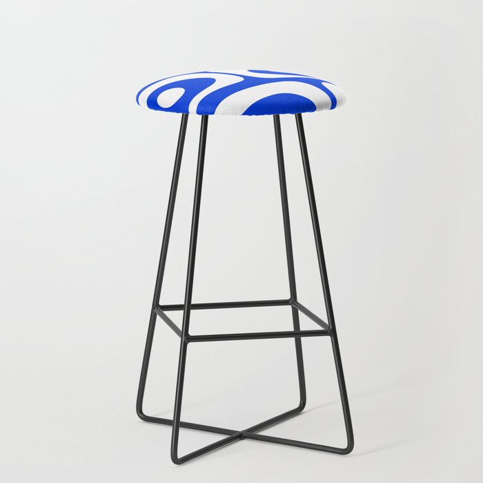 Mid Century Modern Royal Blue Piquet Bold Minimal Abstract Stool Gallery Image 1