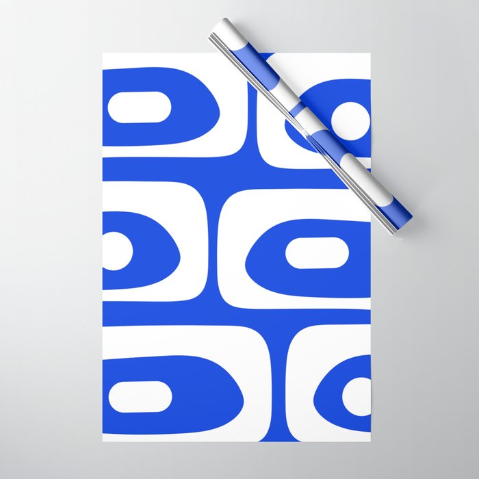 Mid Century Modern Royal Blue Piquet Bold Minimal Abstract Wrapping Paper Gallery Image 1